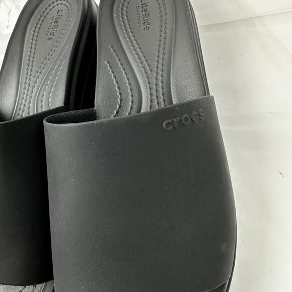Crocs Brooklyn Slide On Wedge Platform Black Open Toe Sandals Women Size 10 - Picture 8 of 13